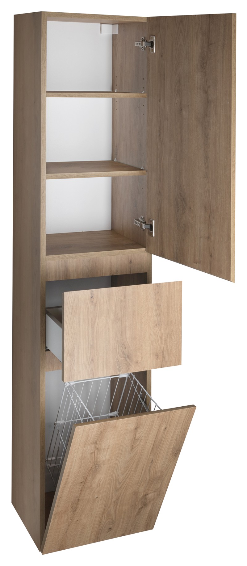 ALTAIR vysoká skříňka s košem 40x184x31cm, pravá, dub emporio AI485R